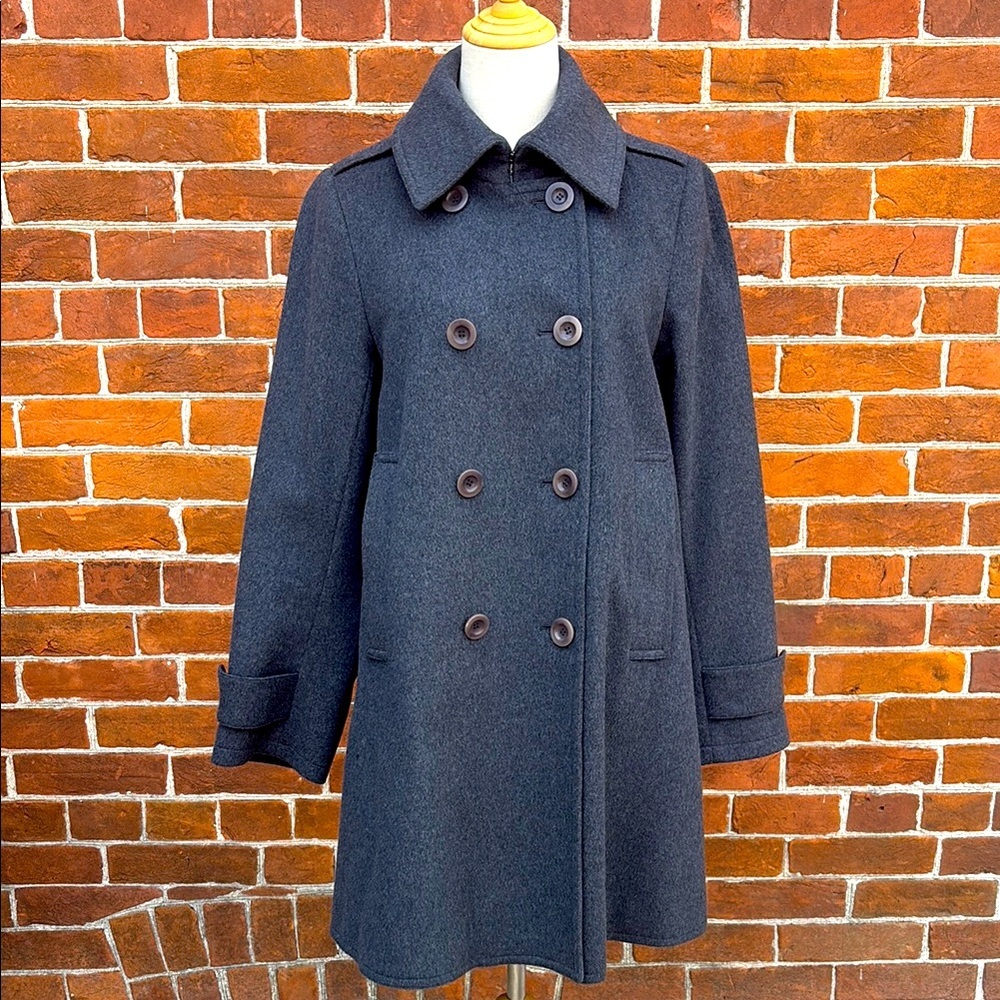 Theory Grey Wool Nuray Double Breasted Coat Women's Medium